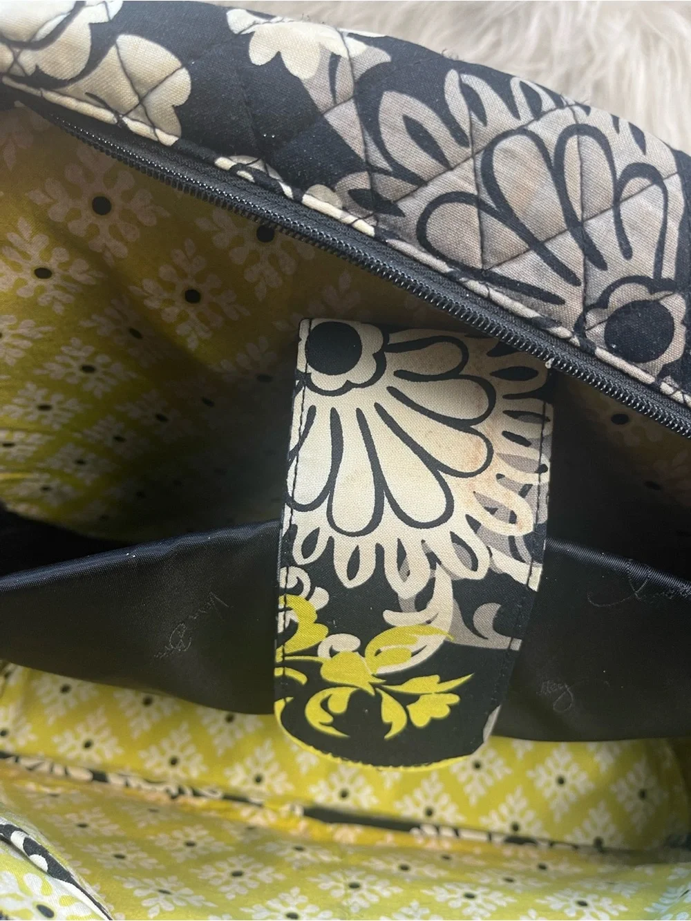 Vera Bradley Quilted Floral - Black & Yellow large laptop bag